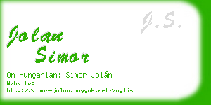 jolan simor business card